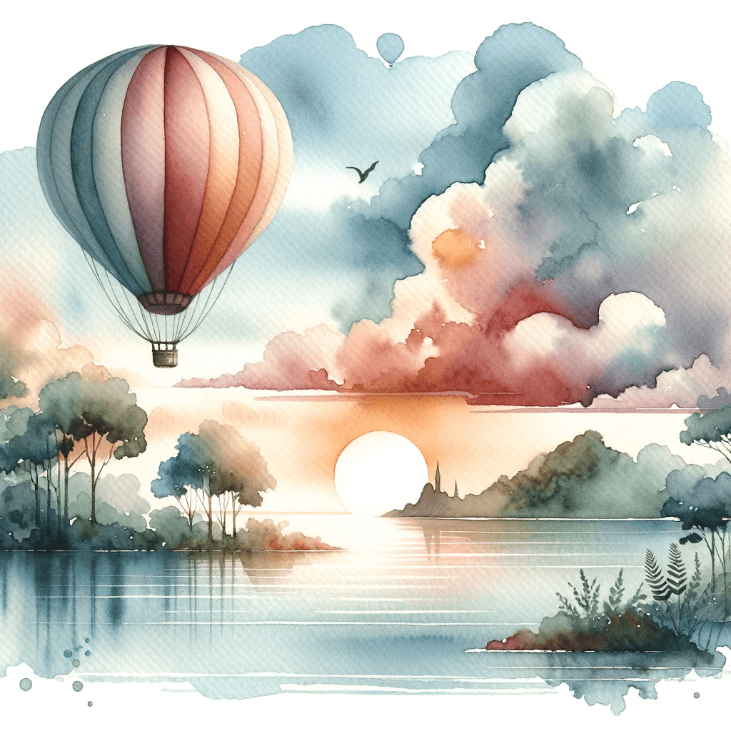 40+ Watercolor Style Hot Air Balloon Illustrations &amp; Prints